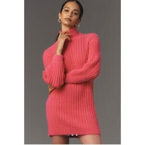 NWT Anthropologie Flat White Turtleneck Sweater Dress - Size L MSRP $148